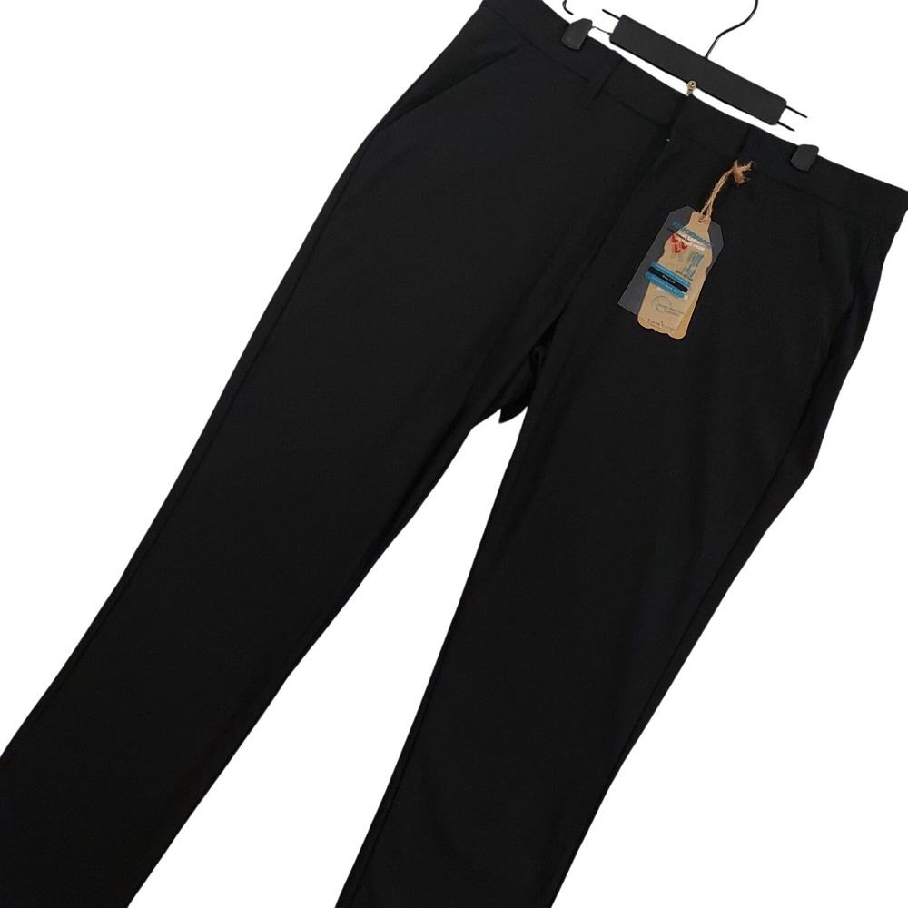 NEW Tailor Vintage Pants Mens 36x32 Black Canaan Slim Fit Luxe Performance